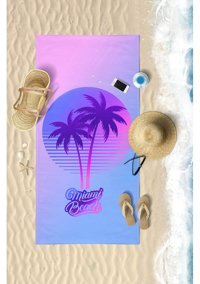Vevien Miami Beach Pamuk - Polyester Plaj Havlusu Mor
