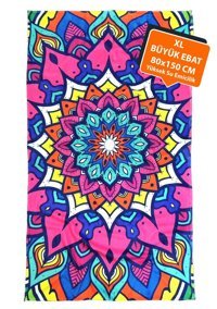 Hamur Mandala Pamuk Plaj Havlusu Mor