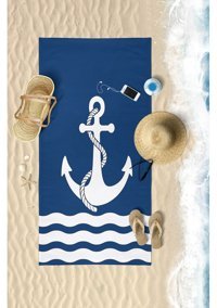 Vevien Anchor Pamuk - Polyester Plaj Havlusu Lacivert