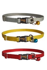 Cocopet Zilli Düz Kırmızı Ayarlanabilir Gezdirme Boyun Kedi Tasması