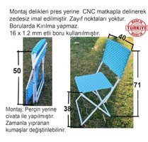 İlkerdizayn Kolsuz Katlanabilir Çelik 1 Adet Bahçe Sandalyesi