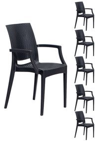 Modalife Kollu Rattan 6 Adet Bahçe Sandalyesi