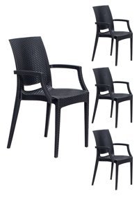 Modalife Kollu Rattan 4 Adet Bahçe Sandalyesi