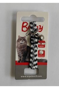 CCA Zilli Düz Siyah-Beyaz Ayarlanabilir Gezdirme Göğüs Kedi Tasması