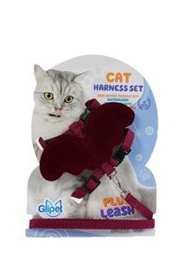 Glipet Kanatlı Bordo Ayarlanabilir Gezdirme Göğüs Kedi Tasması