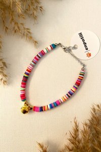 Enpatili Zilli Boncuklu Renkli Ayarlanabilir Gezdirme Boyun Kedi Tasması