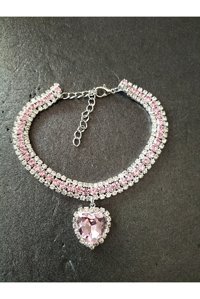 Storm Taşlı Pembe Ayarlanabilir Gezdirme Boyun Kedi Tasması