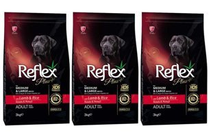 Reflex Plus Kuzu Etli Pirinçli Orta Irk Yetişkin Köpek Maması 9 Kg