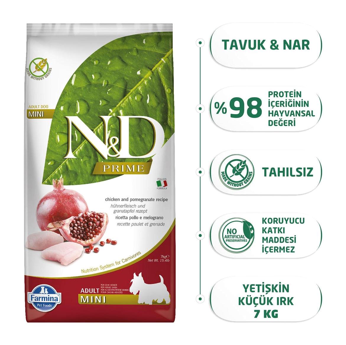 N&D Ancestral Grain Narlı Tavuklu Tüm Irklar Yetişkin Köpek Maması 7 Kg