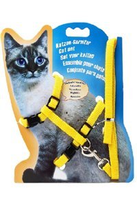 Tineke Düz Sarı Ayarlanabilir Gezdirme Göğüs Kedi Tasması