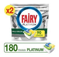 Fairy Platinum Zorlu Kirler Limon Kokulu Tablet Bulaşık Makinesi Deterjanı 2x90 Adet