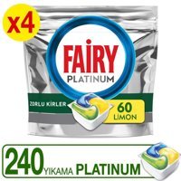 Fairy Platinum Limon Kokulu Tablet Bulaşık Makinesi Deterjanı 4x60 Adet