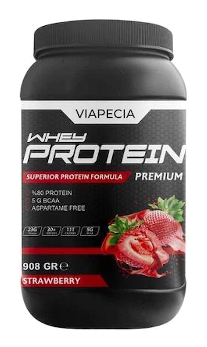 Viapecia Premium Çilekli Whey Protein Protein Tozu 908 gr