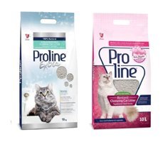 Proline Bebek Pudralı Ekstra Topaklanan İnce Taneli Bentonit Kedi Kumu 2x10 lt