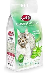 Catlife Aloe Vera Kokulu Topaklanan İnce Taneli Bentonit Kedi Kumu 10 lt
