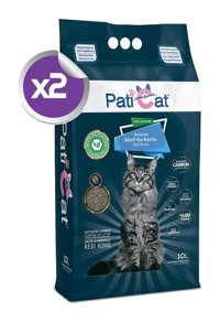PatiCat Topaklanan İnce Taneli Aktif Karbonlu Bentonit Kedi Kumu 2x10 lt