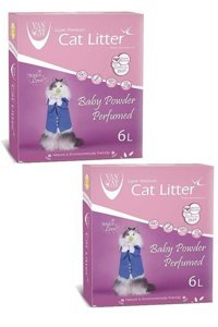 Van Cat Bebek Pudrası Kokulu Topaklanan İnce Taneli Bentonit Kedi Kumu 2x6 lt