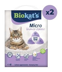Biokat's Micro Bianco Classic Topaklanan İnce Taneli Bentonit Kedi Kumu 2x6 lt