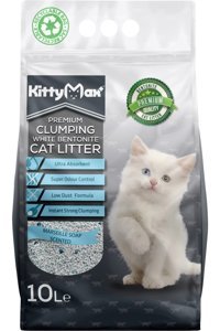 Kitty Max Marsilya Sabun Kokulu Topaklanan Kalın Taneli Bentonit Kedi Kumu 10 lt