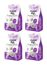 Clear Cat Lavanta Kokulu Topaklanan İnce Taneli Bentonit Kedi Kumu 4x10 lt