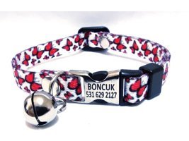 Ayz Markalama Alleycat Halsband Beyaz - Kırmızı Gezdirme Boyun Kedi Tasması