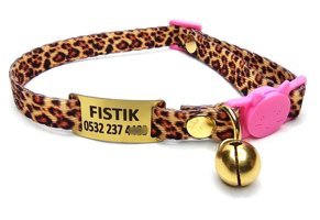 Ayz Markalama Boncuklu Leopar Gezdirme Boyun Kedi Tasması
