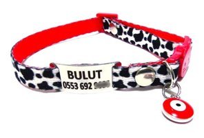 Ayz Markalama Bandana Beyaz - Siyah Gezdirme Boyun Kedi Tasması