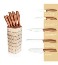 Schafer Quick Chef Paslanmaz Çelik Standlı 6 Parça Mutfak Bıçağı Seti