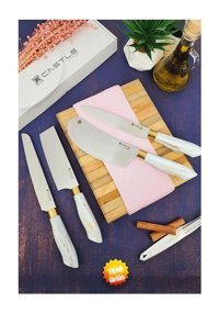Castle Kitchen Papatya Serisi Çelik 4 Parça Mutfak Bıçağı Seti