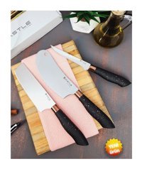 Castle Kitchen Black Copper Serisi Paslanmaz Çelik 3 Parça Mutfak Bıçağı Seti