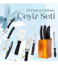 Pirge Çelik Standlı 21 Parça Çeyizlik Bıçak Seti