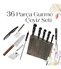 Pirge Paslanmaz Çelik Standlı 36 Parça Mutfak Bıçağı Seti