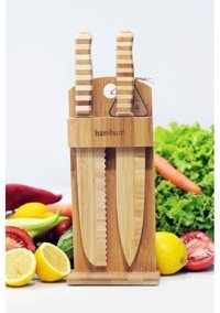 Bambum Chapati Bambu Standlı 2 Parça Mutfak Bıçağı Seti