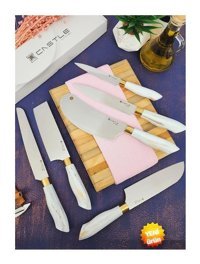 Castle Kitchen Papatya Serisi Çelik 6 Parça Mutfak Bıçağı Seti