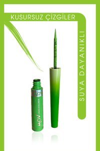 Mov Suya Dayanıklı Parlak Neon Yeşil Kalıcı İnce Uçlu Fırça Likit Eyeliner