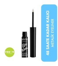 Nyx Makeup Wear Suya Dayanıklı Mat Pastel Siyah Kalıcı İnce Uçlu Kıl Fırça Likit Eyeliner