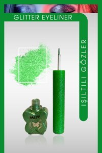 Mov Glitter Yeşil İnce Uçlu Fırça Likit Eyeliner