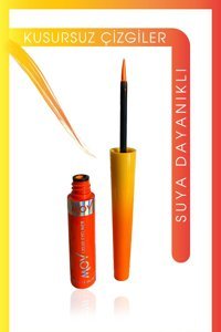 Mov Suya Dayanıklı Parlak Neon Turuncu Kalıcı İnce Uçlu Fırça Likit Eyeliner