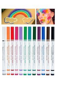 Mardinal 12'li Mat Neon Çok Renkli Keçe Uçlu Sıvı Eyeliner