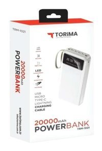 Torima Trm-1021 20000 mAh Hızlı Şarj Micro Lightning - Type C - USB Powerbank Siyah