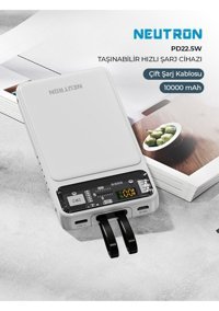 Neutron Ntl-Pb-12F2 10000 mAh Hızlı Şarj Lightning - Type C Powerbank Beyaz