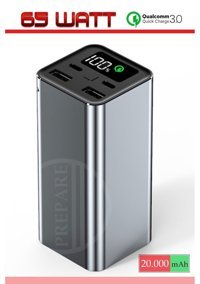 Prepare 20000 mAh Hızlı Şarj Micro Type C - USB Powerbank Çok Renkli