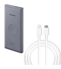 Samsung 10000 mAh Hızlı Şarj Mıknatıslı Lighthing - Type C Kablosuz Powerbank Gri
