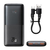 Baseus 10000 mAh Dijital Göstergeli Micro Type C - USB Powerbank Siyah