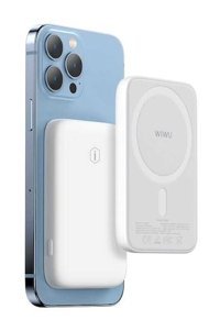 Wiwu Sc5000A 5000 mAh Hızlı Şarj Mıknatıslı Micro Type C - USB Kablosuz Powerbank Beyaz