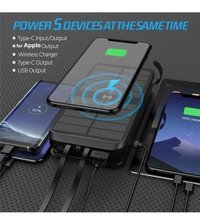 Ateştech 20000 mAh Güneş Enerjili Hızlı Şarj Micro USB Powerbank Siyah