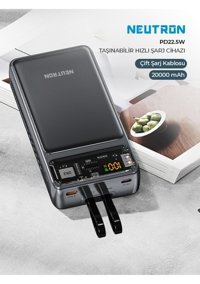 Neutron Ntl-Pb-22F2 20000 mAh Hızlı Şarj Type C - USB Powerbank Siyah