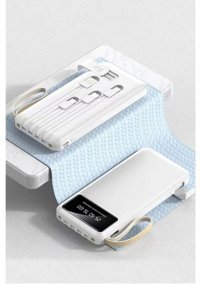 Mcdodo 10000 mAh Hızlı Şarj Dijital Göstergeli Micro Lightning - Type C - USB Powerbank Beyaz