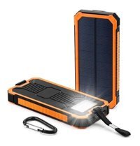 DEJİ 10000 mAh Güneş Enerjili Mini USB Powerbank Siyah - Turuncu