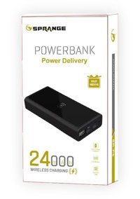Sprange Sr-P6 24000 mAh Hızlı Şarj Micro Lightning - Type C - USB Kablosuz Powerbank Siyah